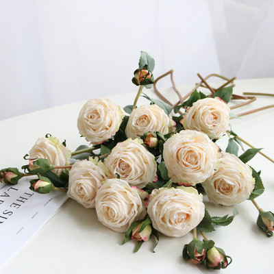 2021 jaunums 1 ķekars 2 mākslīgās Eiropas peonijas tējas roze kamēlija zīda mākslīgais zieds zieds DIY mājas dārza kāzu dekorācija