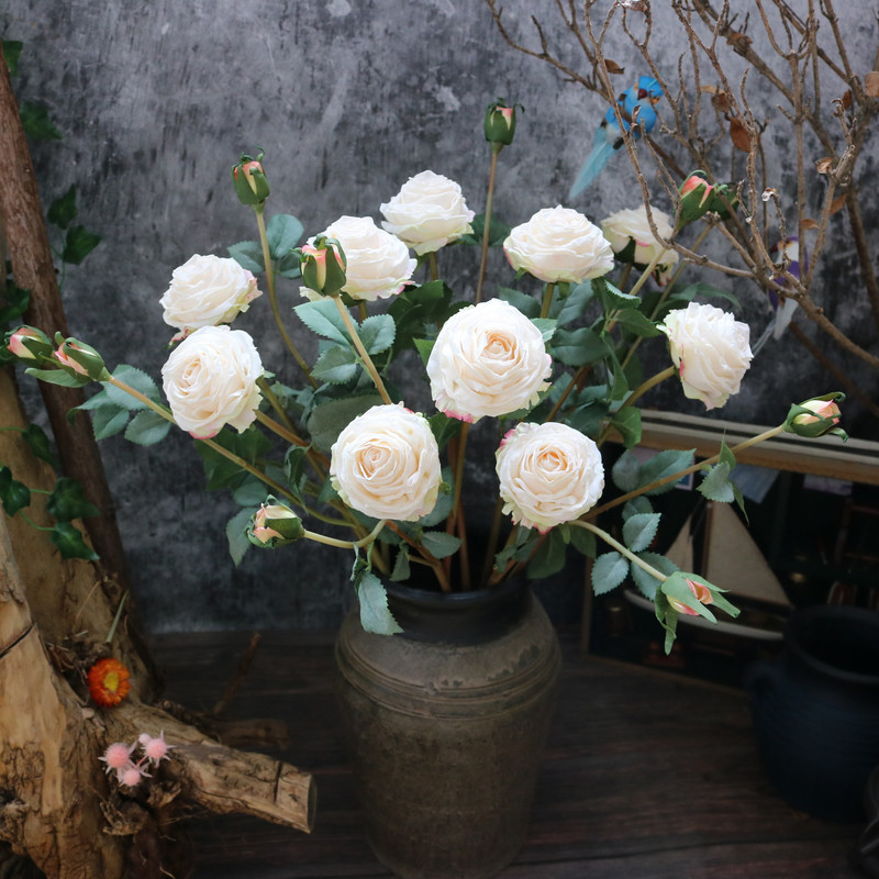 2021 jaunums 1 ķekars 2 mākslīgās Eiropas peonijas tējas roze kamēlija zīda mākslīgais zieds zieds DIY mājas dārza kāzu dekorācija