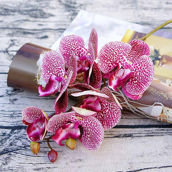 3D малка орхидея пеперуда 6 глави/пакет фалшиви цветя Домашна драперия Стенна сватбена украса Коледа Направи си сам изкуствен фаленопсис