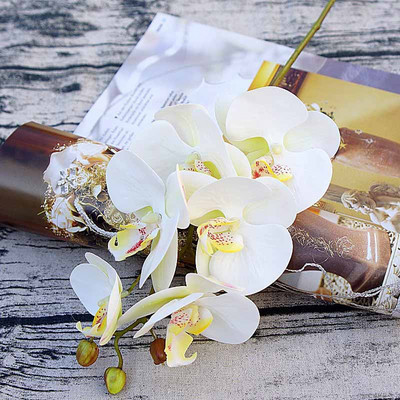 3D väike liblikas orhidee 6 pead/kimp võltslillede kodu drapeering seina pulmakaunistus jõulude isetegemine kunstlik phalaenopsis