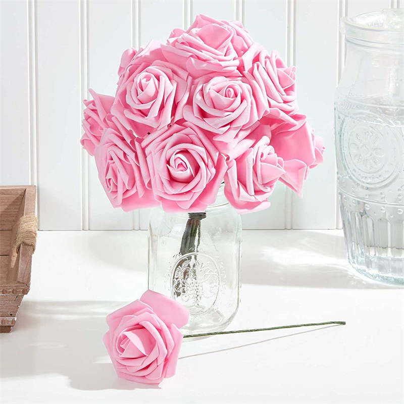 PE putplasčio rožės dirbtinės gėlės galva 7 cm netikros gėlės, skirtos „pasidaryk pats“ puokštėms nuotakos vestuvių vakarėliui dekoruoti iškarpų knygas