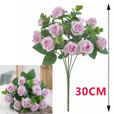 Buchet de trandafiri cu flori artificiale roz, eucalipt, bujor alb, floare falsă, decorare pentru masă de nuntă, vaze de petrecere, decor acasă