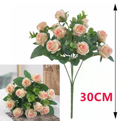 Buchet de trandafiri cu flori artificiale roz, eucalipt, bujor alb, floare falsă, decorare pentru masă de nuntă, vaze de petrecere, decor acasă