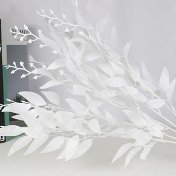YO CHO Изкуствено бяло цвете Растение Сватбен букет Декорация Копринени цветя Декорация на ваза за дома Листа от върба Зелена трева Фалшиви цветя