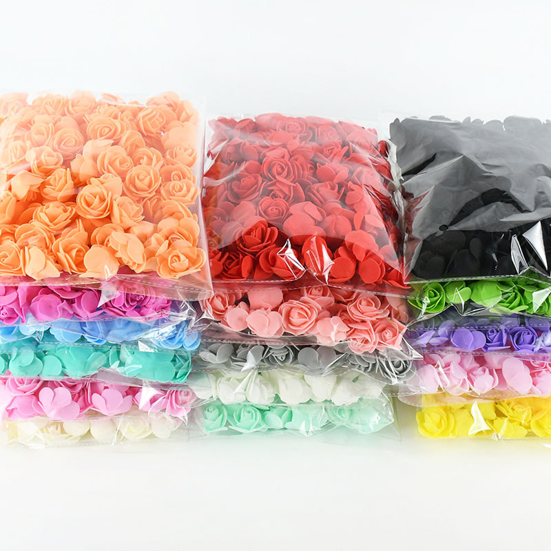 50/100/200gab 3,5 cm PE putu rozes galvas mākslīgais zieds kāzu dzimšanas dienas ballītei Mājas dekors DIY Bear Rose Valentīna dienas dāvanas