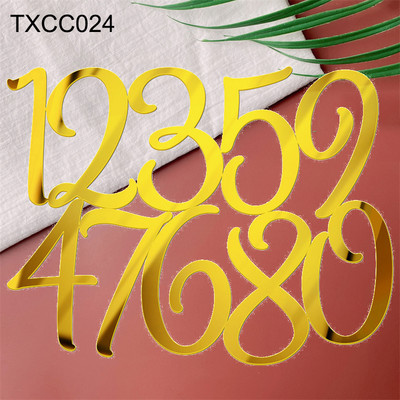 Decor acrilic pentru tort cu oglindă aurie La mulți ani, alfabet englezesc, număr roman, pentru petrecere de nuntă, pentru tort, cu steagul pentru cupcake