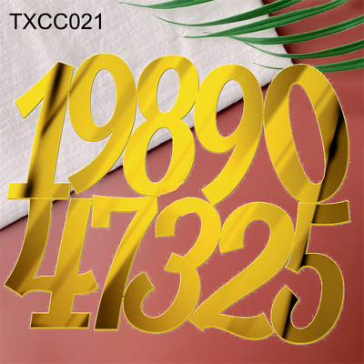 Decor acrilic pentru tort cu oglindă aurie La mulți ani, alfabet englezesc, număr roman, pentru petrecere de nuntă, pentru tort, cu steagul pentru cupcake