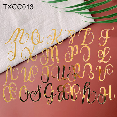 Decor acrilic pentru tort cu oglindă aurie La mulți ani, alfabet englezesc, număr roman, pentru petrecere de nuntă, pentru tort, cu steagul pentru cupcake