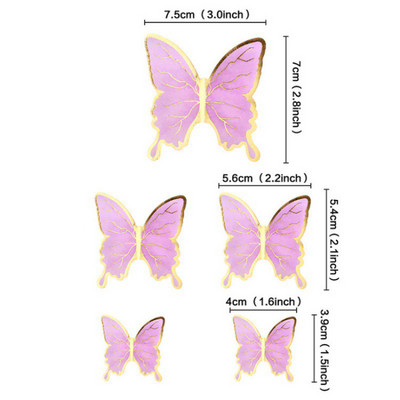 Pink Butterfly Cake Toppers Happy Birthday Cake Decor for Wedding Birthday Party Decor Baby Shower Dessert Baking Supplies