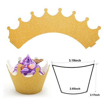 10 бр. Розово злато Princess Crown Cupcake Опаковки Калъфи за разкриване на пола Сватба Baby Girl Birthday Shower Party Cake Decoration
