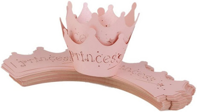 10db Rózsaszín Arany Princess Crown Cupcake-csomagoló tokok a nemekhez Esküvői Kislány Születésnapi Zuhanyzós Party tortadísz