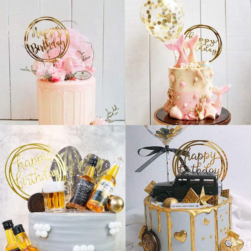 Topper creativ acrilic pentru tort Topper pentru tort La mulți ani, pentru baby Shower, pentru cupcake, pentru copii, cadouri și favoruri, decorațiuni pentru tort