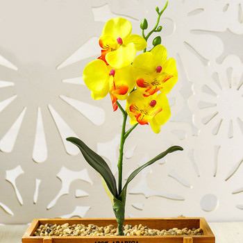 Real Touch Mini Малка орхидея Изкуствен цветен клон Фалшиви саксийни растения Сватбени реквизити Парти Начало Коледен декор Маса Дисплей