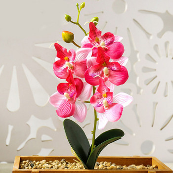 Real Touch Mini Малка орхидея Изкуствен цветен клон Фалшиви саксийни растения Сватбени реквизити Парти Начало Коледен декор Маса Дисплей