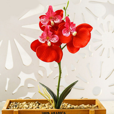 Real Touch Mini kis orchidea művirág ág Hamis cserepes növények Esküvői kellékek Party Otthon Karácsonyi dekoráció Asztali kijelző