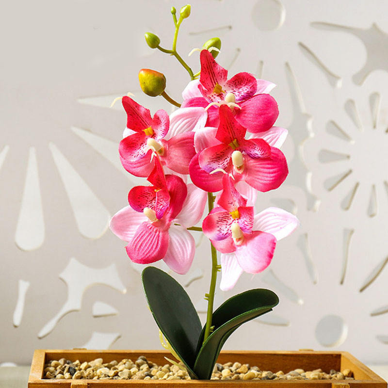 Real Touch Mini kis orchidea művirág ág Hamis cserepes növények Esküvői kellékek Party Otthon Karácsonyi dekoráció Asztali kijelző