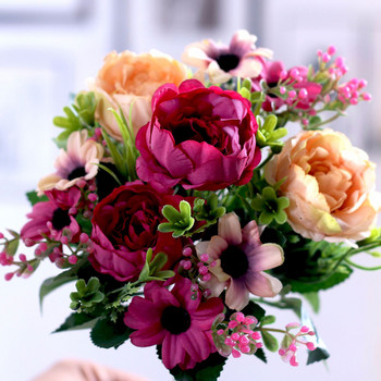 30 см висококачествени цветя от божур Копринен изкуствен букет Babybreaths Аксесоари Направи си сам малки фалшиви цветя от маргаритки Сватбен домашен декор