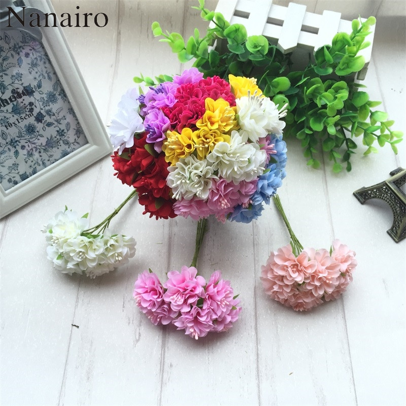 6 buc Stămine de mătase Buchet de flori artificiale Decorare pentru petrecerea de nuntă DIY Coroană lucrată manual Cadou Scrapbooking Artizanat Flori false