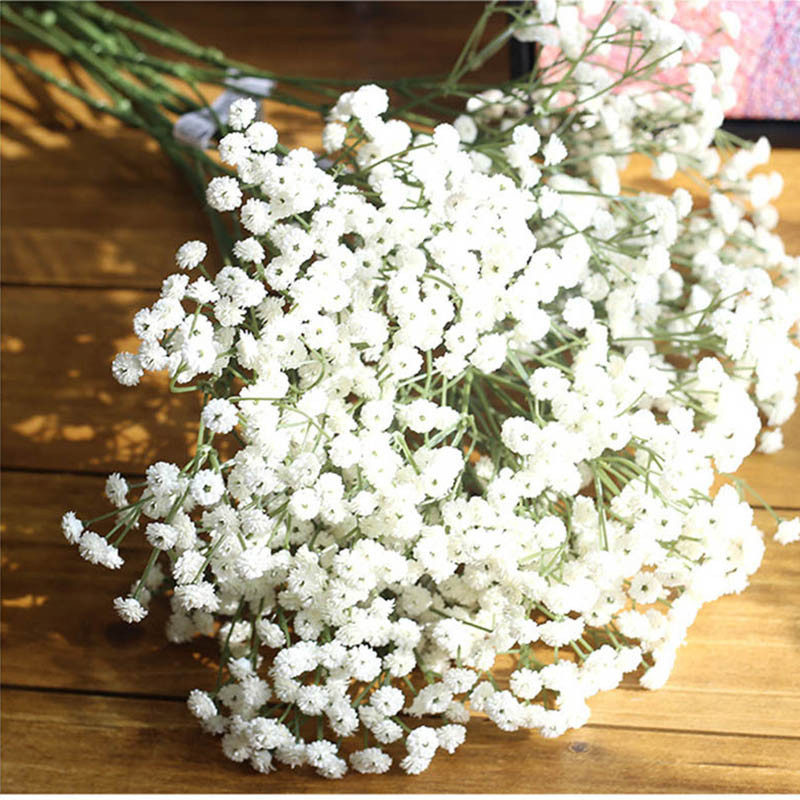 90 de capete Flori artificiale Respirație falsă a bebelușului Gypsophila Decorare nuntă Zi de naștere Bricolaj Recuzită foto Capete de flori Ramă