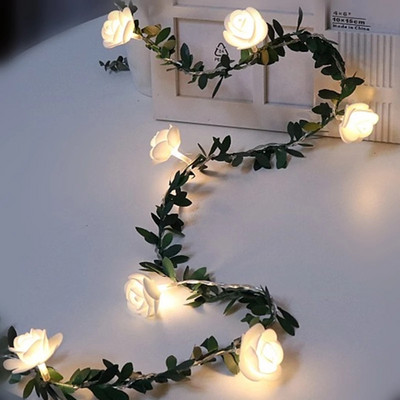 10/20 led-uri alb 1,5/3 metri șir de trandafiri cu lumini centru de masă pentru nuntă decorațiuni ghirlandă de trandafiri artificiale strălucitoare