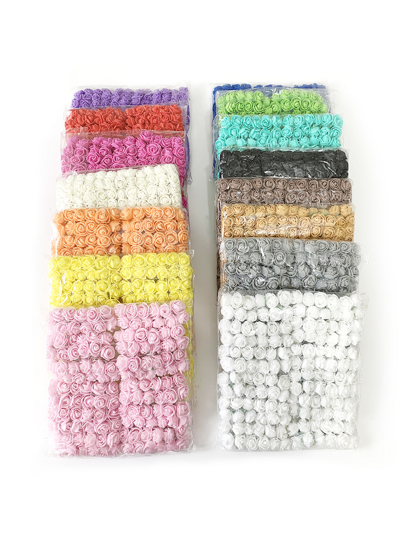 144τμχ 2cm Τεχνητός Μίνι Αφρός Τριαντάφυλλο Μπουκέτο Λουλούδι Γάμος Διακόσμηση λουλουδιών Scrapbooking Ψεύτικα λουλούδια στεφάνι DIY Craft Gifts