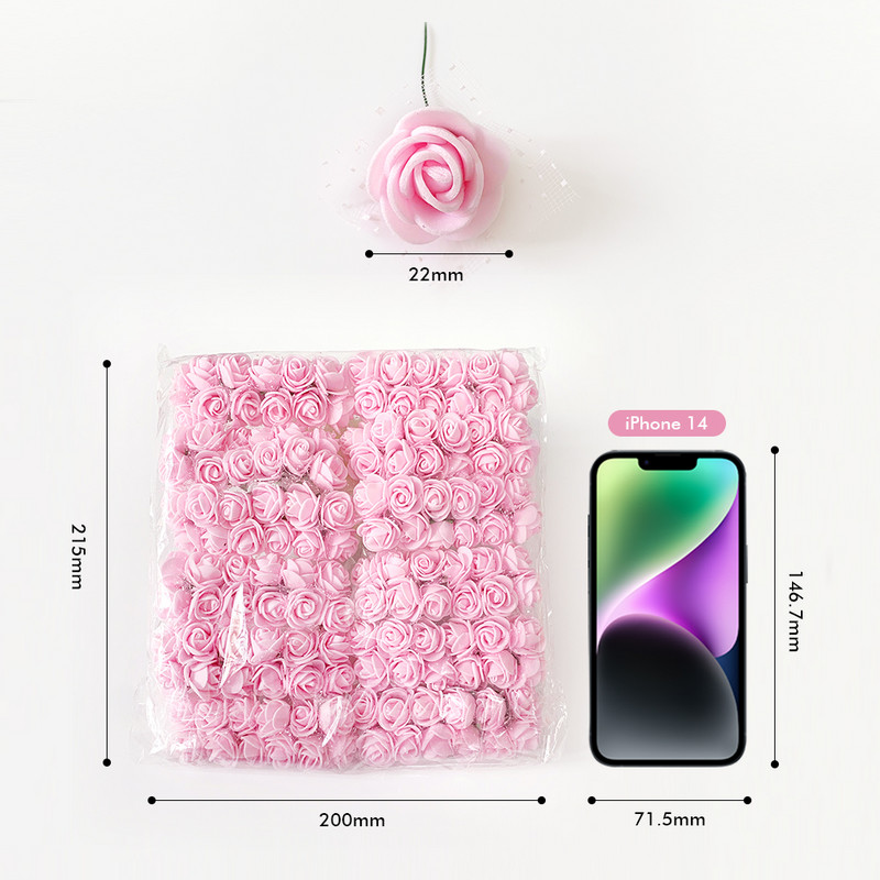 144τμχ 2cm Τεχνητός Μίνι Αφρός Τριαντάφυλλο Μπουκέτο Λουλούδι Γάμος Διακόσμηση λουλουδιών Scrapbooking Ψεύτικα λουλούδια στεφάνι DIY Craft Gifts