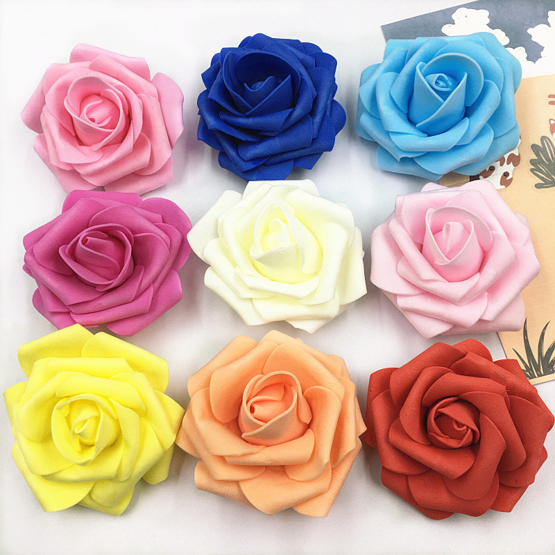 20/30/50 gab. 8CM mākslīgās PE putu rožu ziedi galvas līgavas pušķis zieds kāzu ballītei dekoratīvs albums, DIY zieds