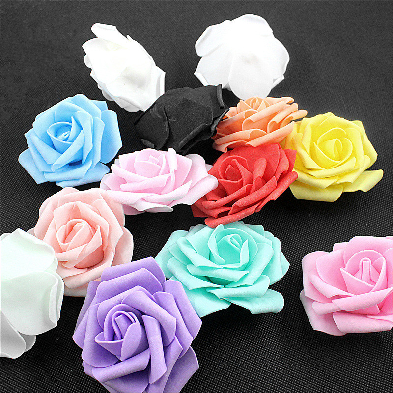 20/30/50 gab. 8CM mākslīgās PE putu rožu ziedi galvas līgavas pušķis zieds kāzu ballītei dekoratīvs albums, DIY zieds