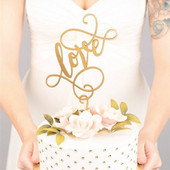 Kézzel írt szerelem Esküvői akril tortafeltétek Valentin-napi cupcake fedő esküvői Valentin-napi party tortadíszítés