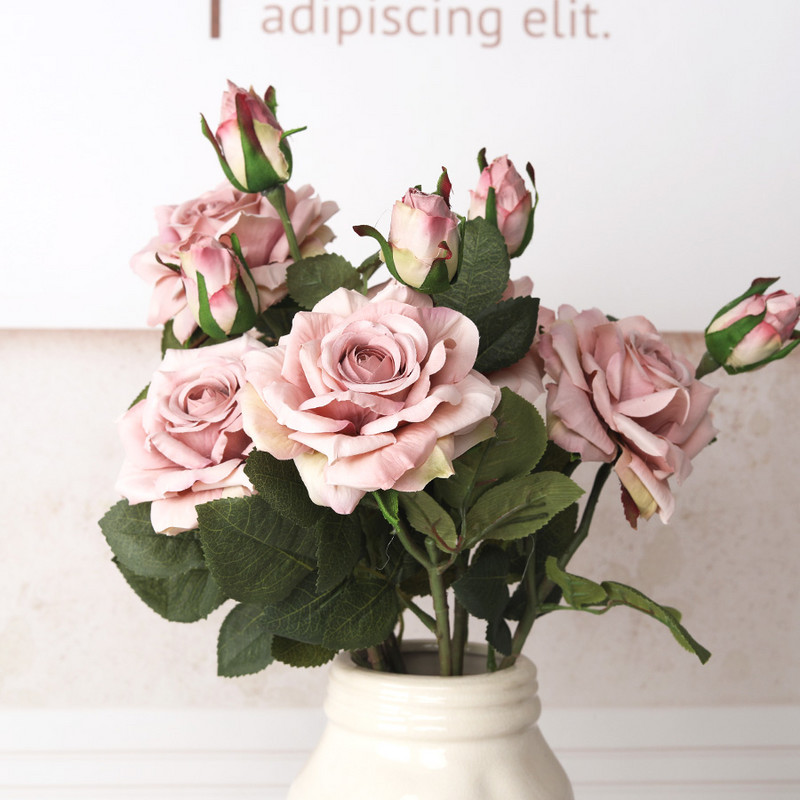 JAUNS skaists liels rozes zars mākslīgā zīda ziedi mājas kāzu dekorēšana retro rudens lielas rozes baltu viltus ziedu dekors