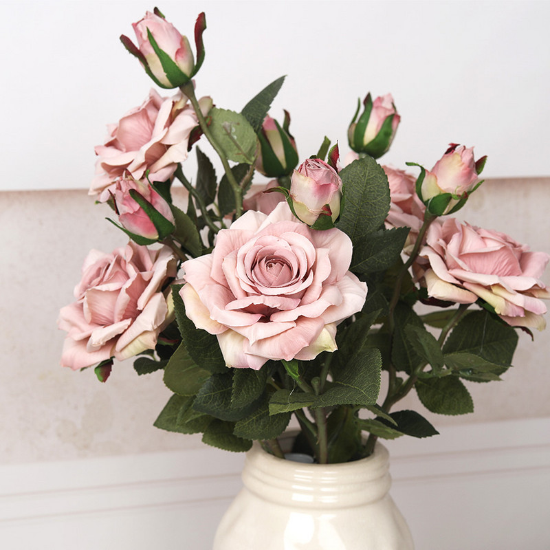 JAUNS skaists liels rozes zars mākslīgā zīda ziedi mājas kāzu dekorēšana retro rudens lielas rozes baltu viltus ziedu dekors
