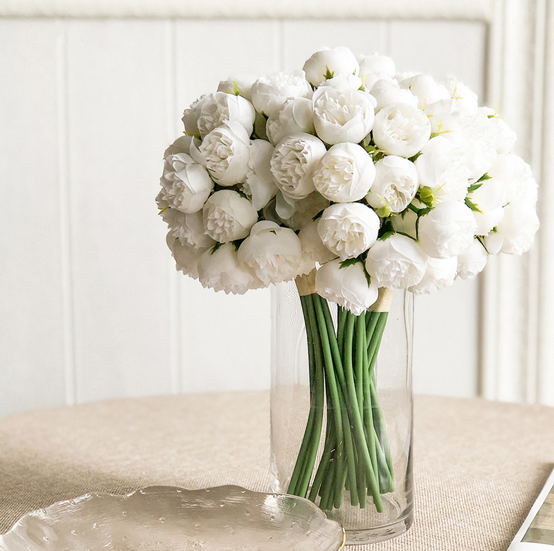 1 μπουκέτο 27 κεφάλια Τεχνητά λουλούδια Παιώνια Τσάι τριαντάφυλλο Φθινοπωρινό μετάξι ψεύτικα λουλούδια για DIY Σαλόνι Σπίτι Κήπος Διακόσμηση γάμου