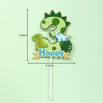 Dinosaur Palm Leaves Cake Toppers Happy Birthday Jungle Safari Party Decor Green Number 1 2 3 4 5 Years Kids Party Decor Cake