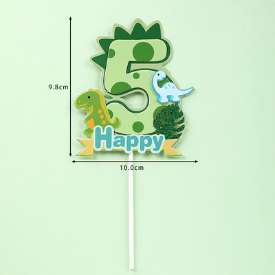 Dinoszaurusz pálmalevelek tortafeltétek Boldog születésnapot dzsungel szafari parti dekoráció zöld szám 1 2 3 4 5 éves gyerekek party torta dekoráció