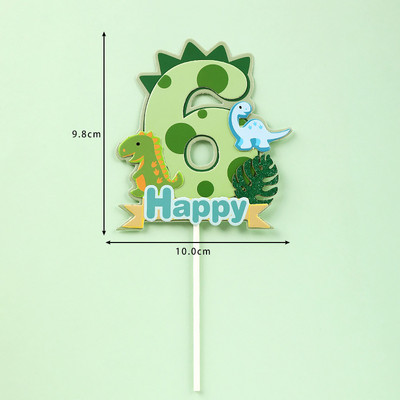 Dinoszaurusz pálmalevelek tortafeltétek Boldog születésnapot dzsungel szafari parti dekoráció zöld szám 1 2 3 4 5 éves gyerekek party torta dekoráció