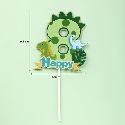 Dinoszaurusz pálmalevelek tortafeltétek Boldog születésnapot dzsungel szafari parti dekoráció zöld szám 1 2 3 4 5 éves gyerekek party torta dekoráció