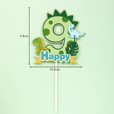 Dinoszaurusz pálmalevelek tortafeltétek Boldog születésnapot dzsungel szafari parti dekoráció zöld szám 1 2 3 4 5 éves gyerekek party torta dekoráció