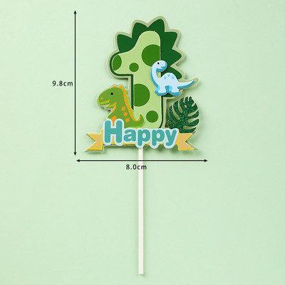 Dinoszaurusz pálmalevelek tortafeltétek Boldog születésnapot dzsungel szafari parti dekoráció zöld szám 1 2 3 4 5 éves gyerekek party torta dekoráció