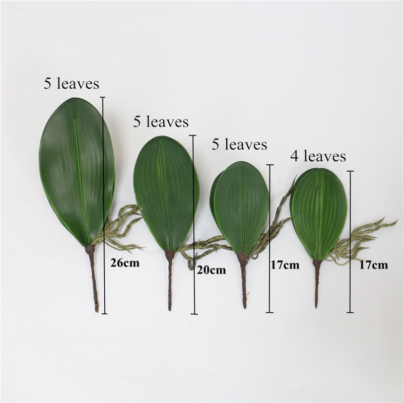 1db Mesterséges Növények Real Touch Phalaenopsis Leaf Dekoratív Virágok Barkácsolás Segédanyag Virág Dekoráció Orchidea Levelek