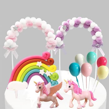 Unicorn Cake Topper Μινιατούρα Pegasus Rainbow Figure Κορίτσι Γυναίκα Φτερά Αγγέλου Διακόσμηση γαμήλιας τούρτας