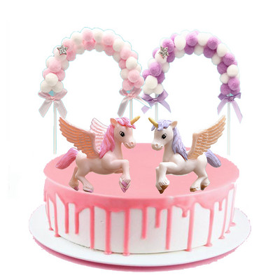 Ükssarviku koogitops Miniatuurne Pegasuse vikerkaarekuju, naine, inglitiivad, sünnipäeva pulmakoogi kaunistus
