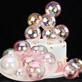 3/4/5 buc Bubble Balls Cake Topper Transparente, Colorate, Din Plastic, Decor Tort, Crăciun, Nunta, Zile de Naștere, Ornamente pentru Coacere