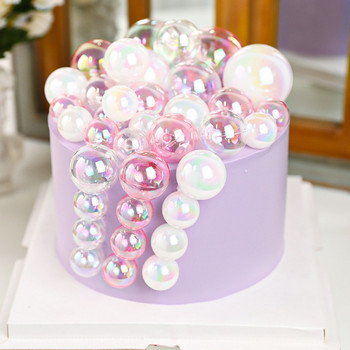 3/4/5 бр. Bubble Balls Cake Topper Прозрачна цветна пластмасова топка Декорация на торта Коледна сватба Рожден ден Орнаменти за печене