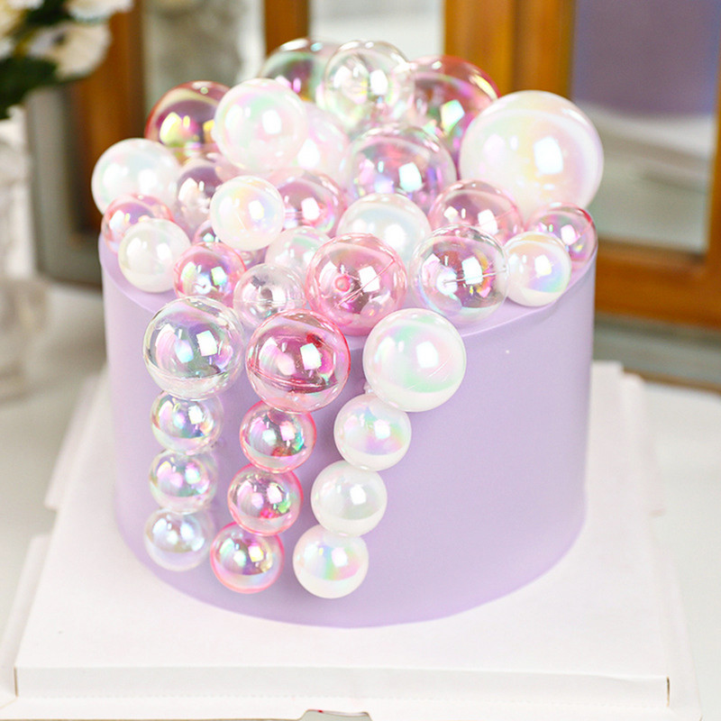 3/4/5 buc Bubble Balls Cake Topper Transparente, Colorate, Din Plastic, Decor Tort, Crăciun, Nunta, Zile de Naștere, Ornamente pentru Coacere