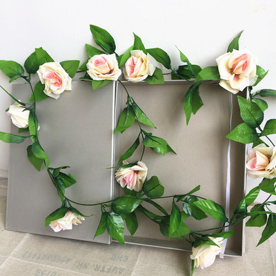 250 cm/tétel Silk Roses Ivy Vine zöld levelekkel otthoni esküvői dekorációhoz Hamis levél barkácsolás Lógófüzér művirágok