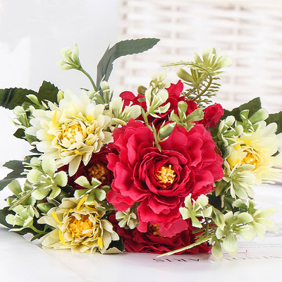 1 buchet de camelie bujor artificial trandafir flori mătase flori false flori de nuntă bricolaj acasă grădină decor pentru petrecere