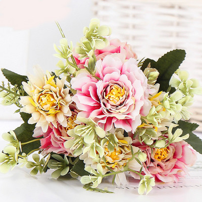 1 buchet de camelie bujor artificial trandafir flori mătase flori false flori de nuntă bricolaj acasă grădină decor pentru petrecere