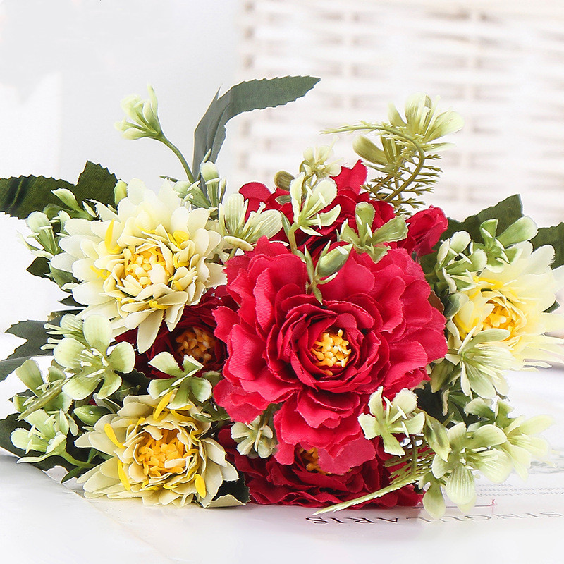 1 Pušķis Kamēlijas Mākslīgā peonija Rožu Ziedi Zīds Viltus flores Kāzu Ziedi DIY Mājas dārza ballīšu dekorēšana