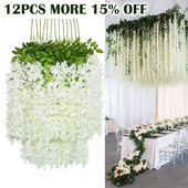 Netikros Visterija dirbtinės gėlės vynmedžio gebenės lapų girlianda, skirta vestuvių arkai gėlių dekoravimui namų sienos augalas gėlių dekoras 110 cm Wisteria