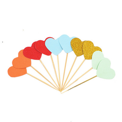 20db Mini Szíves Cupcake Toppers Születésnapi Torta Feltét Díszítő Pick Gyerekek Születésnapi Esküvői Party Dekoráció Babaváró kedvencek